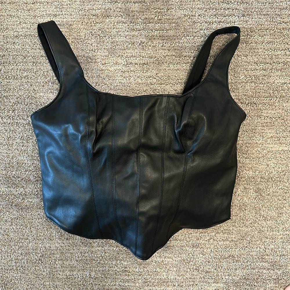 🫐 2 FOR $35!! Sexy leather crop top adjustable straps Abercrombie